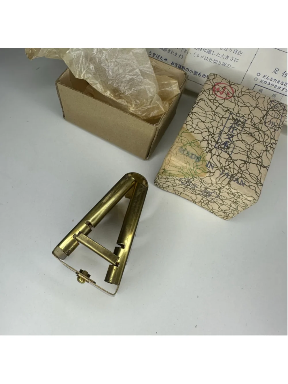 Vintage New In Box NIB Japanese Brass Kenzan Adjustable Flower Frog